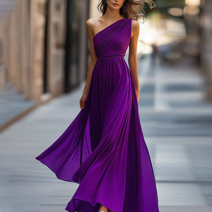Gorgeous Plain One Shoulder Maxi Dress