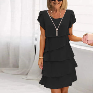 Basic Short Sleeve Plain Mini Dress