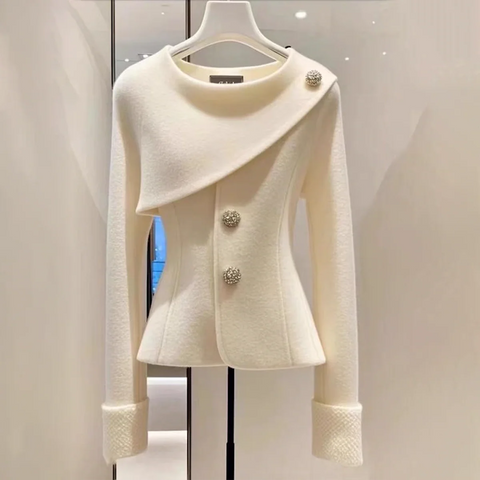 Cozy White Plain Long Sleeve Sweater