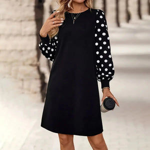 Popular Polka Dot Long Sleeve Mini Dress