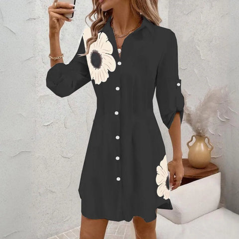 Vintage Floral Print Long Sleeve Mini Dress