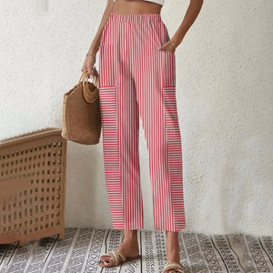 Red Striped Side Pocket Pants