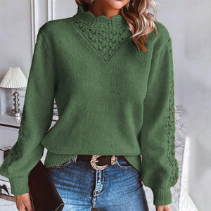 Green Plain Long Sleeve Sweater
