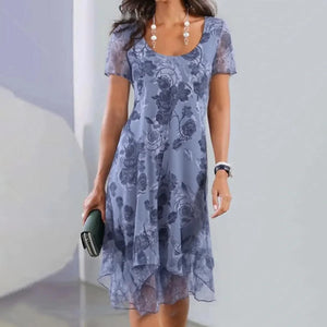 Fresh Round Neck Short Sleeve Mini Dress
