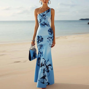 Fresh Sleeveless Blue Maxi Dress