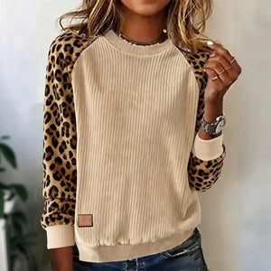 Brown Long Sleeve Leopard Top