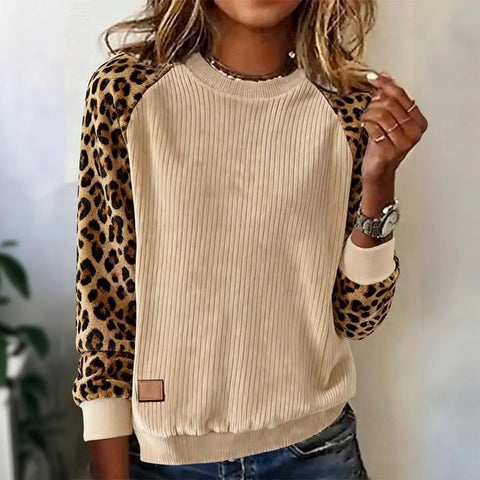Brown Long Sleeve Leopard Top