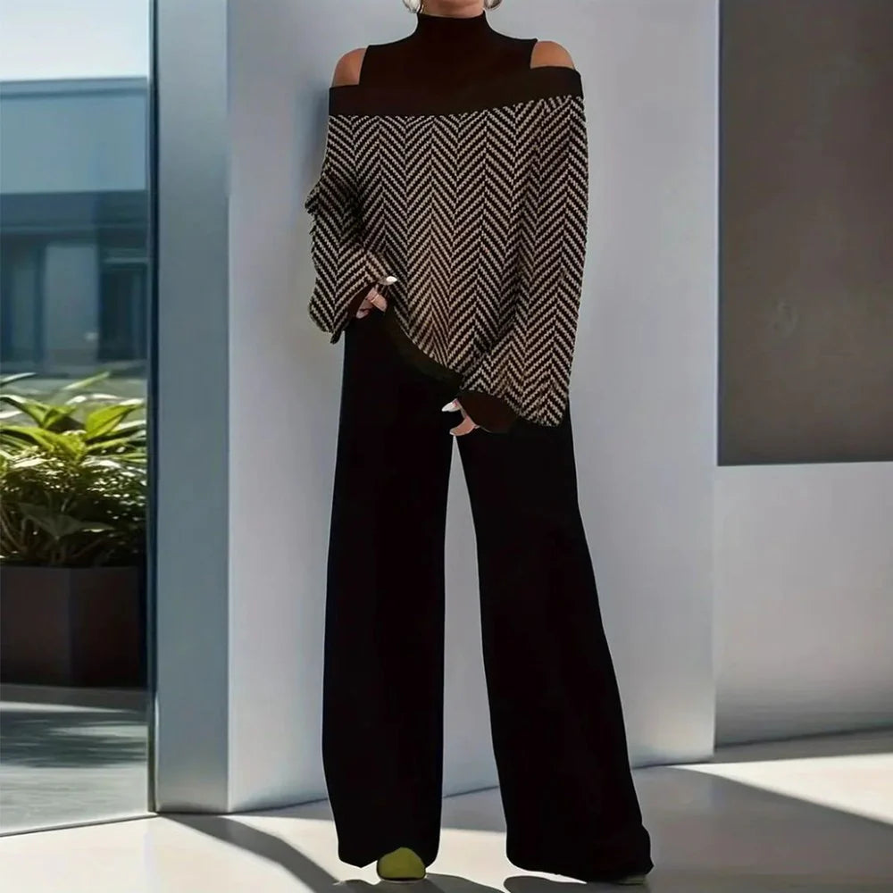 Retro Long Sleeve Two Piece Set