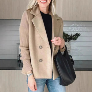 Women's Cropped Wool Blend Coat Fall Knit Sweater Blazer