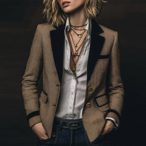 Retro Brown Long Sleeve Blazer